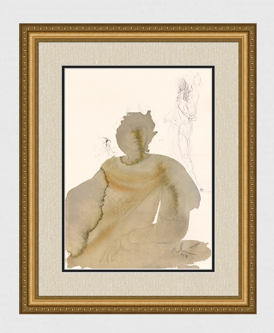 Dali 1967 Original Polluted Sacrifices Framed Lithograph: Salvador Dali. "Si offeratis caecum..claudum et languidum, nonne malum est? Offer illud duci tuo, si placuerit ei aut si susceperit faciem tuam (When you offer blind animals in sacrifice, is that not 
