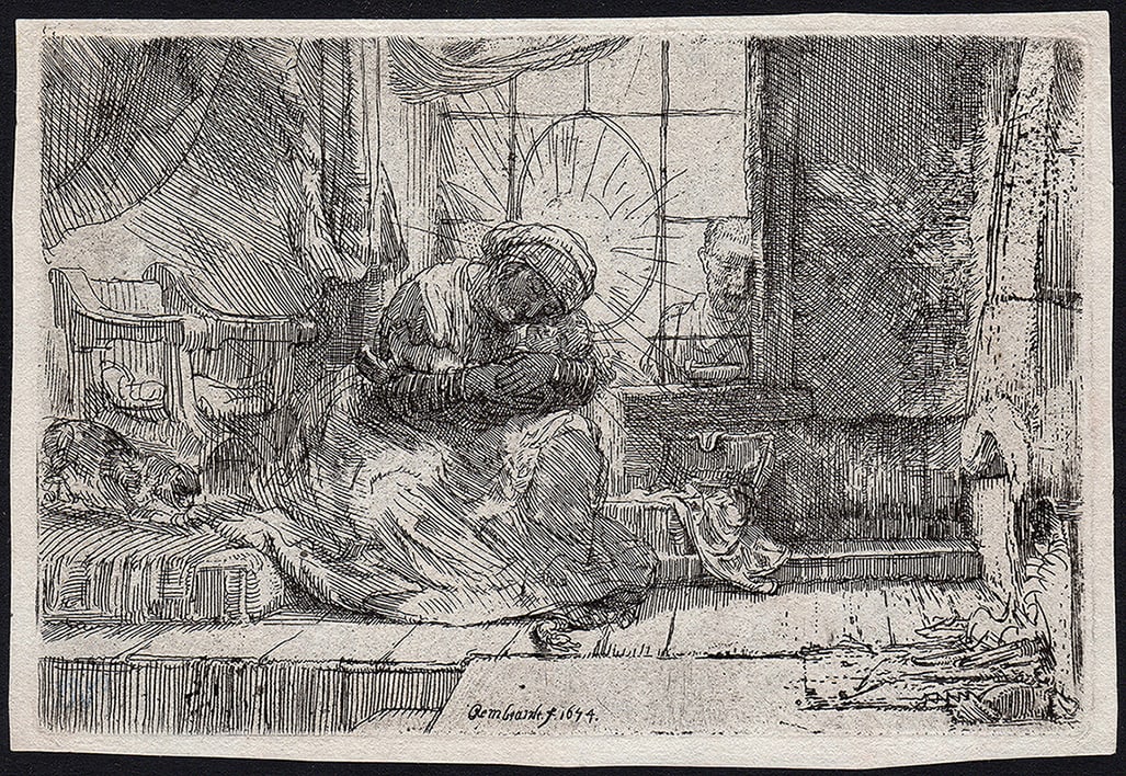 REMBRANDT Etching B63 Virgin and Child with the Cat and Snake FRAMED (1 of 5)