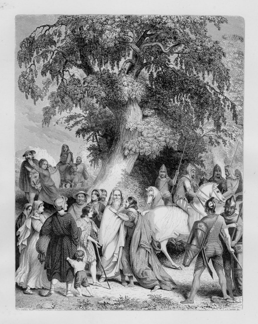 JOHN GADSBY CHAPMAN 1800s Engraving MEETING OF HACOB & JOSEPH Signed Framed: John Gadsby Chapman (American, 1808-1889). Meeting of Jacob and Joseph (Harper's Illuminated Bible). Antique engraving on wove paper after the original by master engaver Joseph Alexander Adams (Americ