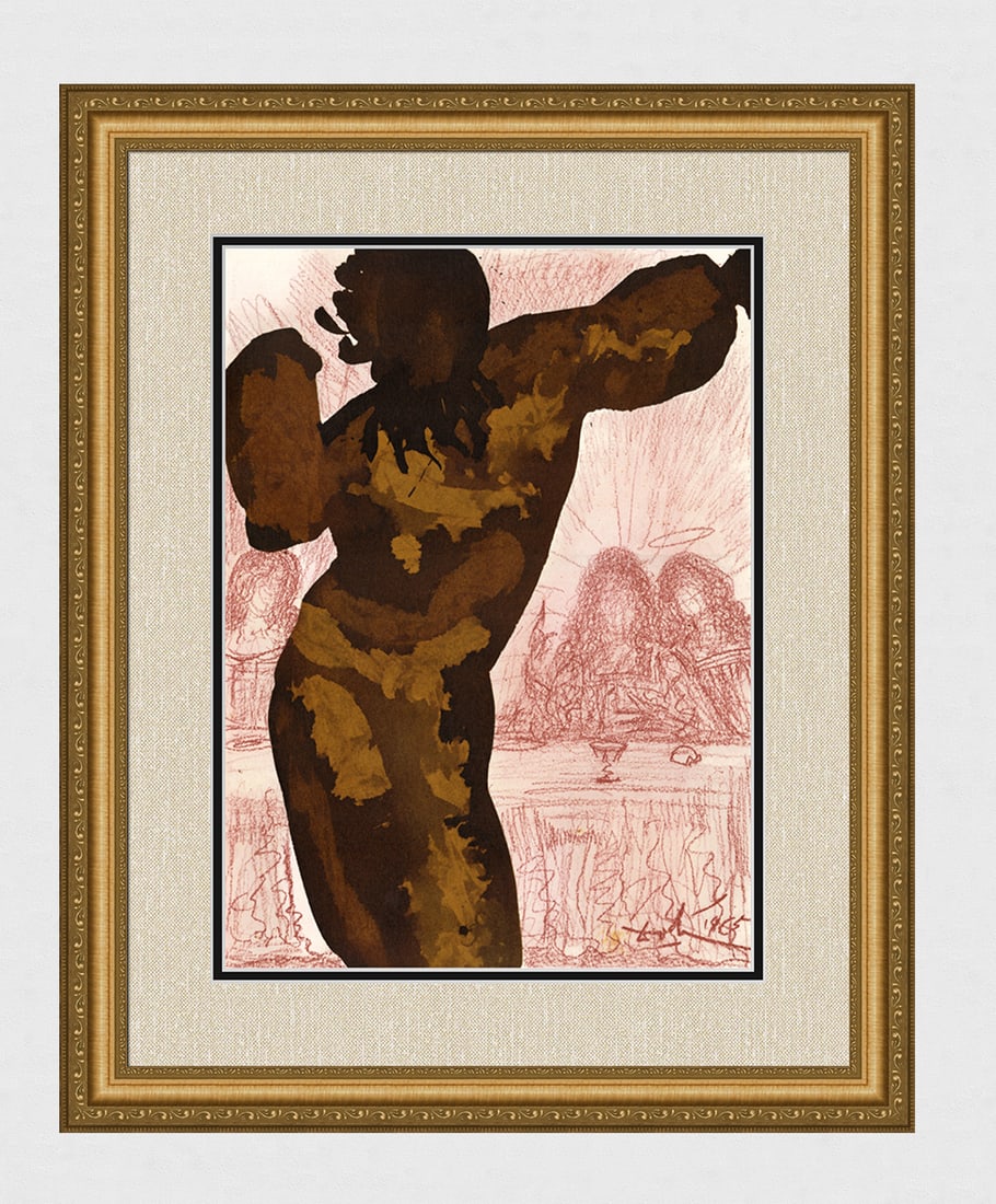 1967 Dali Table of Traitors Biblia Sacra Framed Lithograph: Salvador Dali. "Etenim homo pacis meae, in quo speravi; qui edebat panes meos, magnificavit super me supplantationem (even the man who was at peace with me, in whom I trusted, who did eat of my bread,