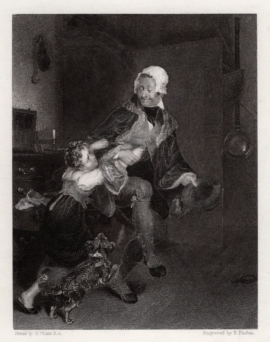 Sir David Wilkie Ransacked Wardrobe 1845 Engraving: Sir David Wilkie (Scottish, 1785-1841). The Bachelor Uncle (The Theft of the Cap/The Wardrobe Ransacked). Antique engraving on wove paper after the original by master engraver Edward Finden (British, 