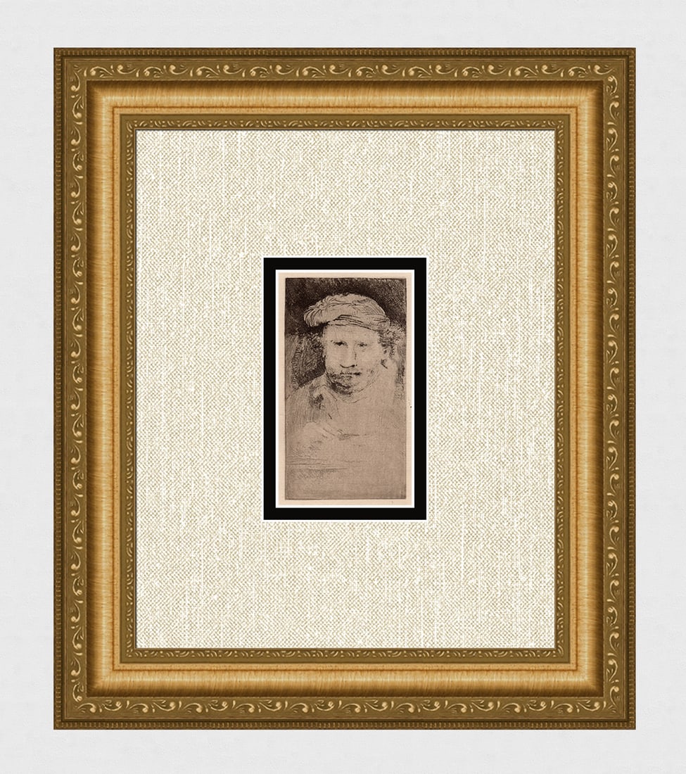 1800s Rembrandt Etching S379 Old Man with a Cap DURAND Original Framed (1 of 4)