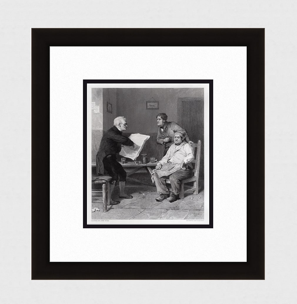 1800s John P. Burr Engraving "Political Opponents" SIGNED Gallery Framed: John P. Burr (Scottish, 1831-1893). Political Opponents. Antique engraving on wove paper after the original by master engraver William Ridgway (British, 1830-1900). Year: 1881. Signed in the plate. Im