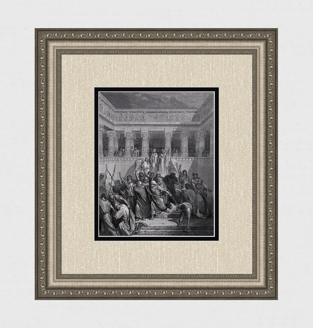 Biblical 1800s Gustave DORE Woodcut Justification of Susanna SIGNED Framed: Gustave Dore (Paul Gustave Louis Christophe Dore) (French, 1832-1883). The Justification of Susanna (from Dore's Bible). Antique woodcut wove paper after the original by a master wood engraver A. Dema
