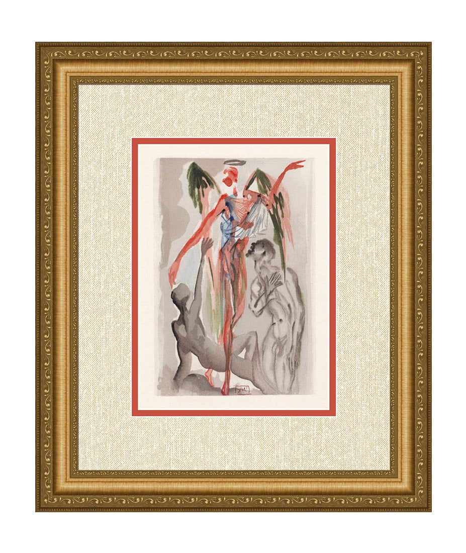 Salvador Dali Barthly Paradise 1960 Woodcut Signed Framed: Salvador Dali. "The Barthly Paradise" Purgatory Chant 32. Original Color Woodcut on B.F.K. Rives Paper. Block Engraved Signature. Sheet Size 10 1/4 x 13 inches. 1960. Reference: Michler/Lopsinger