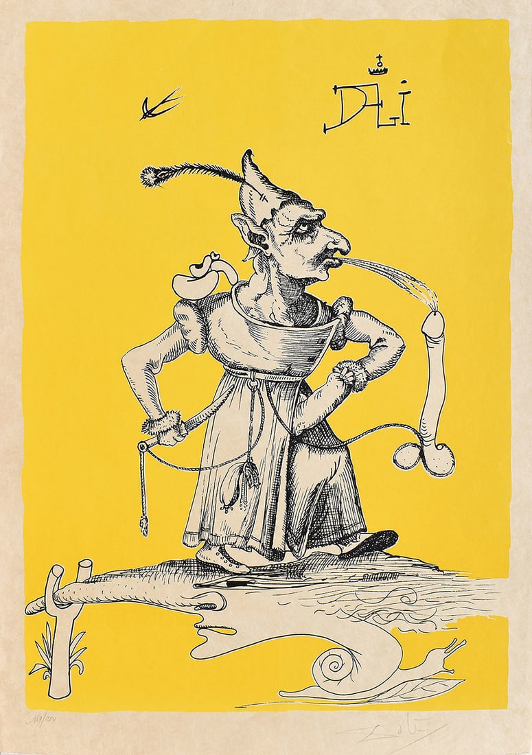Salvador Dali Pantagruel Lithograph Signed Limited Framed: Salvador Dali. Les Songes Drolatiques de Pantagruel. Original Color Lithograph on Japon Paper. Year: 1973. Signed in pencil lower right, numbered in pencil from the edition of 250. Publisher: