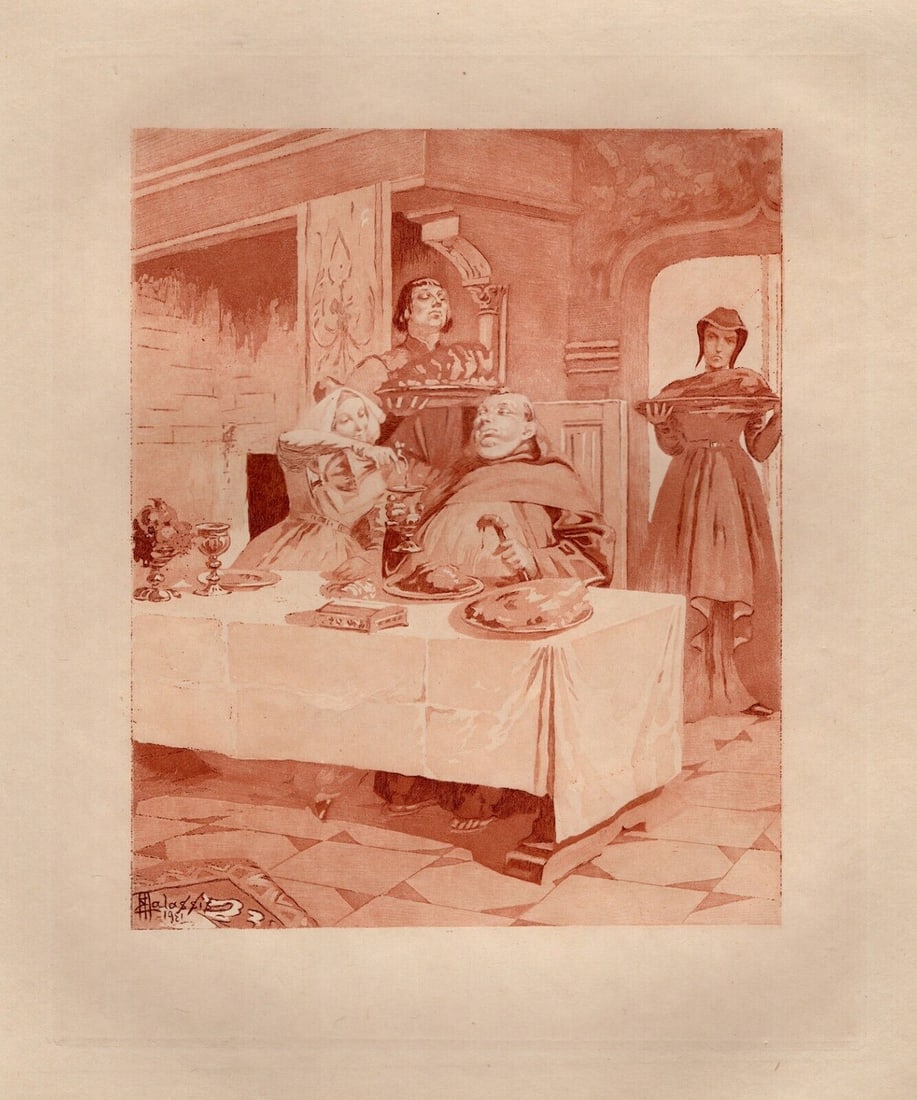 SIGNED Edmond MALASSIS Limited Engraving The Dinner Party FRAMED (1 of 2)