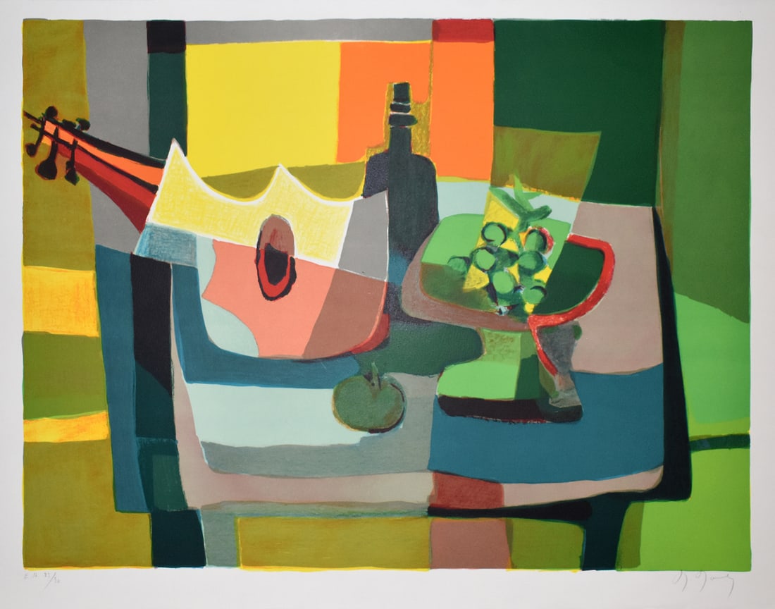 Marcel Mouly Hand signed Lithograph Guitar Artist Proof (1 of 3)