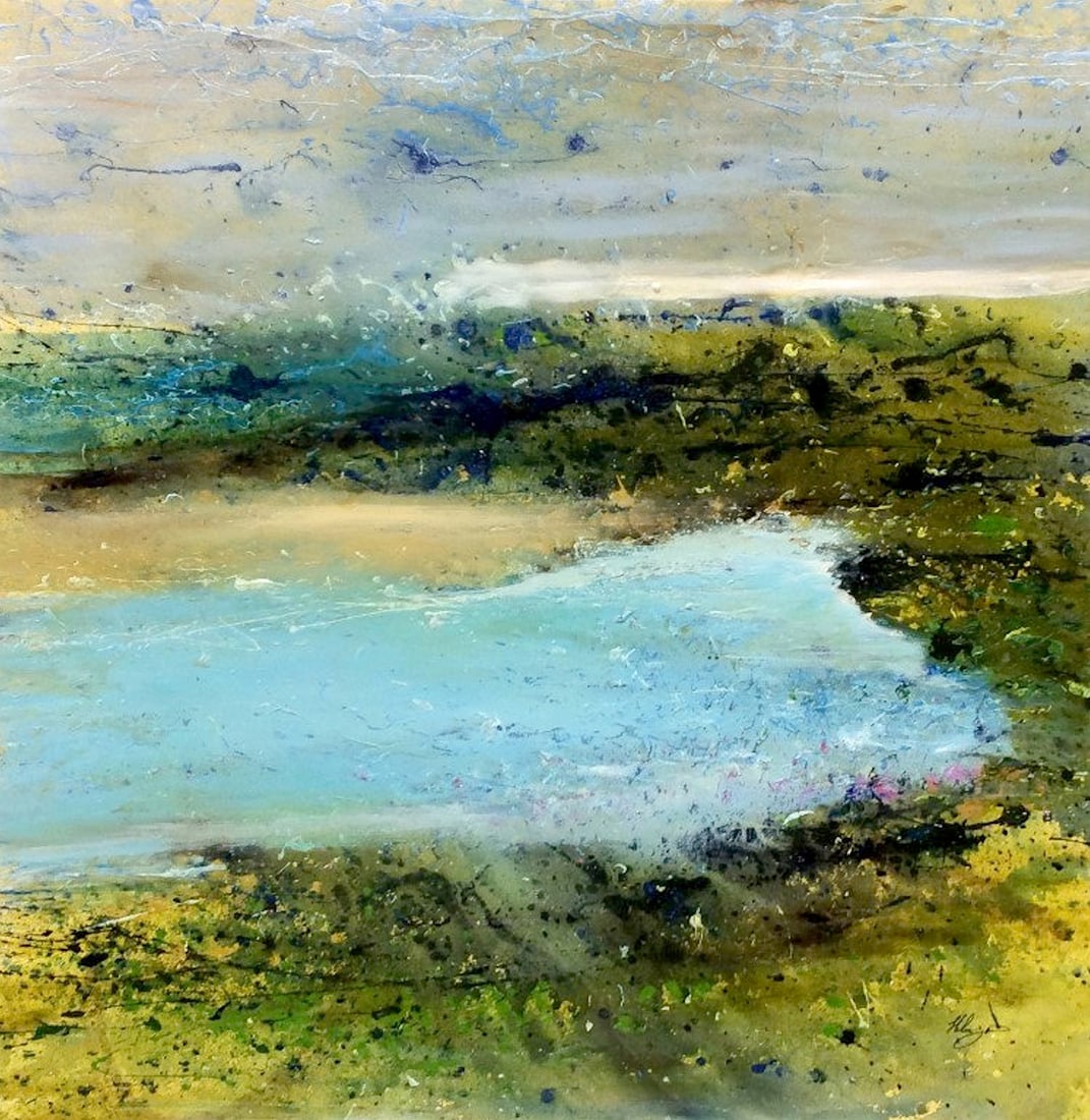 Helen Zarin Original Painting Day at the Lake 50 x 50: Helen Zarin. "Day at the Lake". Original oil painting on canvas. Canvas Size 50 x 50 inches. Helen Zarin was born in Shirae, Iran in 1970. She was recognized early as having extraordinary talent and s