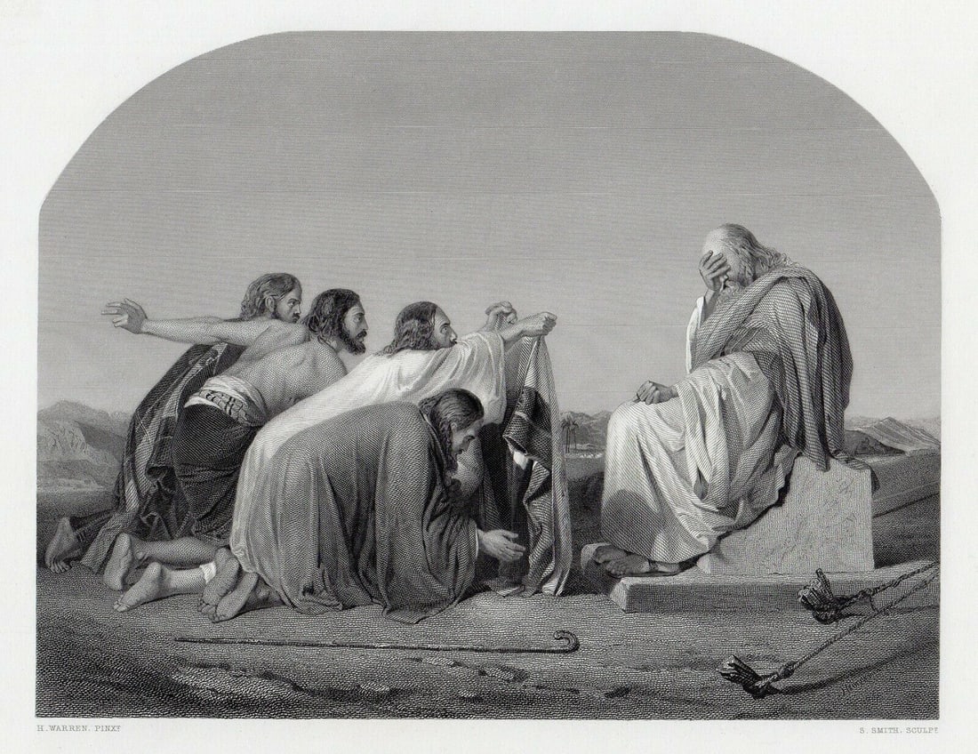Henry Warren Joseph's t brought to Jacob 1863 Engraving Signed (1 of 3)