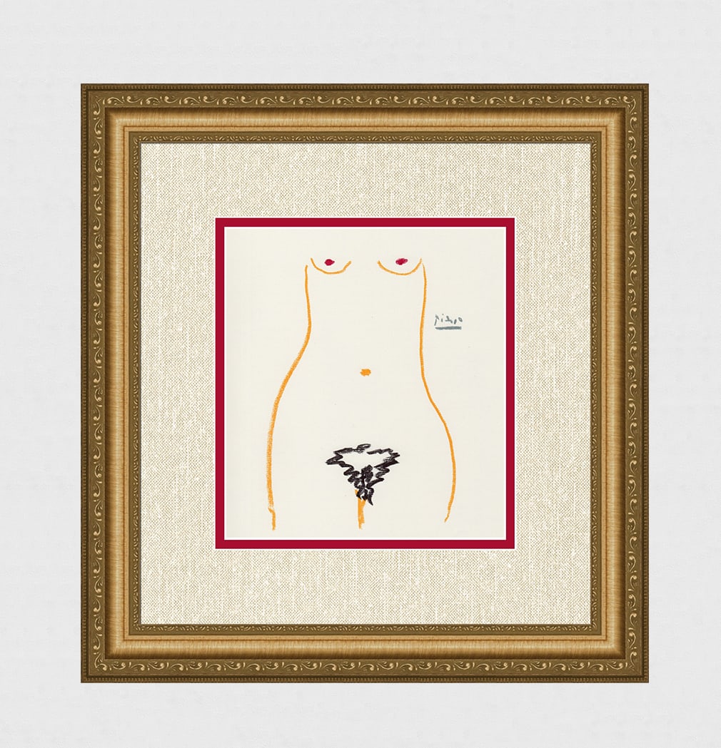 1968 Pablo Picasso Color Lithograph "Eve" Signed Framed: Pablo Picasso (1881 - 1973). Eve. 1968 Color lithograph after the pastel on Wove paper. Signed in the Plate. Verlag Ullstein GmbH. Image size 8 1/4 x 9 1/2 inches. Framed dimensions approximately 16 3
