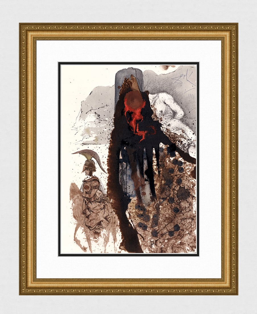 Dali Biblia Sacra Pilates 1967 Original Framed Lithograph: Salvador Dali. "Tunc ergo apprehendit Pilatus Iesum, et flagellavit. (Then Pilate therefore took Jesus, and flogged him )" Mixed technique lithograph in colors on handmade paper from the "Biblia Sacra