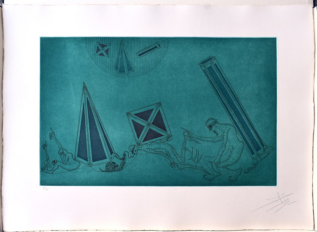 Joan Ponc 1975 Etching Equivalents Signed Numbered: Joan Ponc (1927-1984). Equivalents. Original Color Etching on Guarro Paper. Edition: 75. Year: 1975. Hand Signed and Numbered by the Artist. Condition: Excellent. Publisher: Poligrafa, S.A. (Barcelona