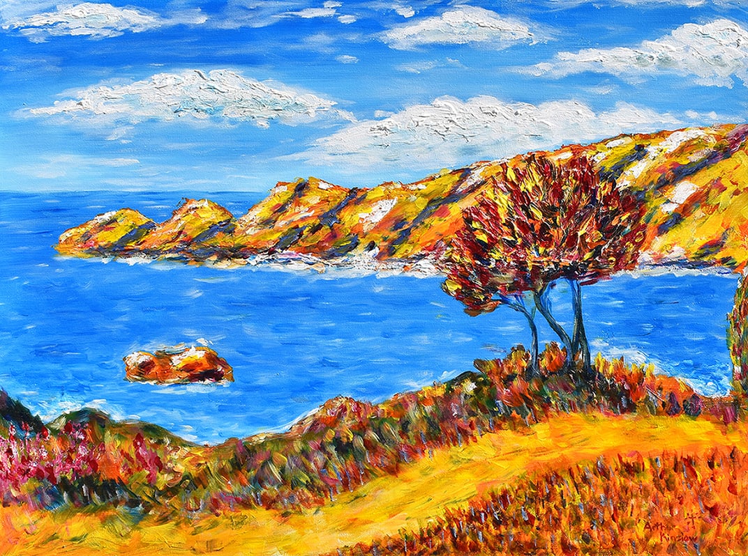 Arthur Kinslow Original Painting Serenity 30 x 40: Arthur Kinslow ( American, 1955 - ) Serenity. Original Acrylic on Canvas.Signed by the artist lower left. Canvas Size 30 x 40 inches. Arthur Kinslow has been involved in art his entire life and believ