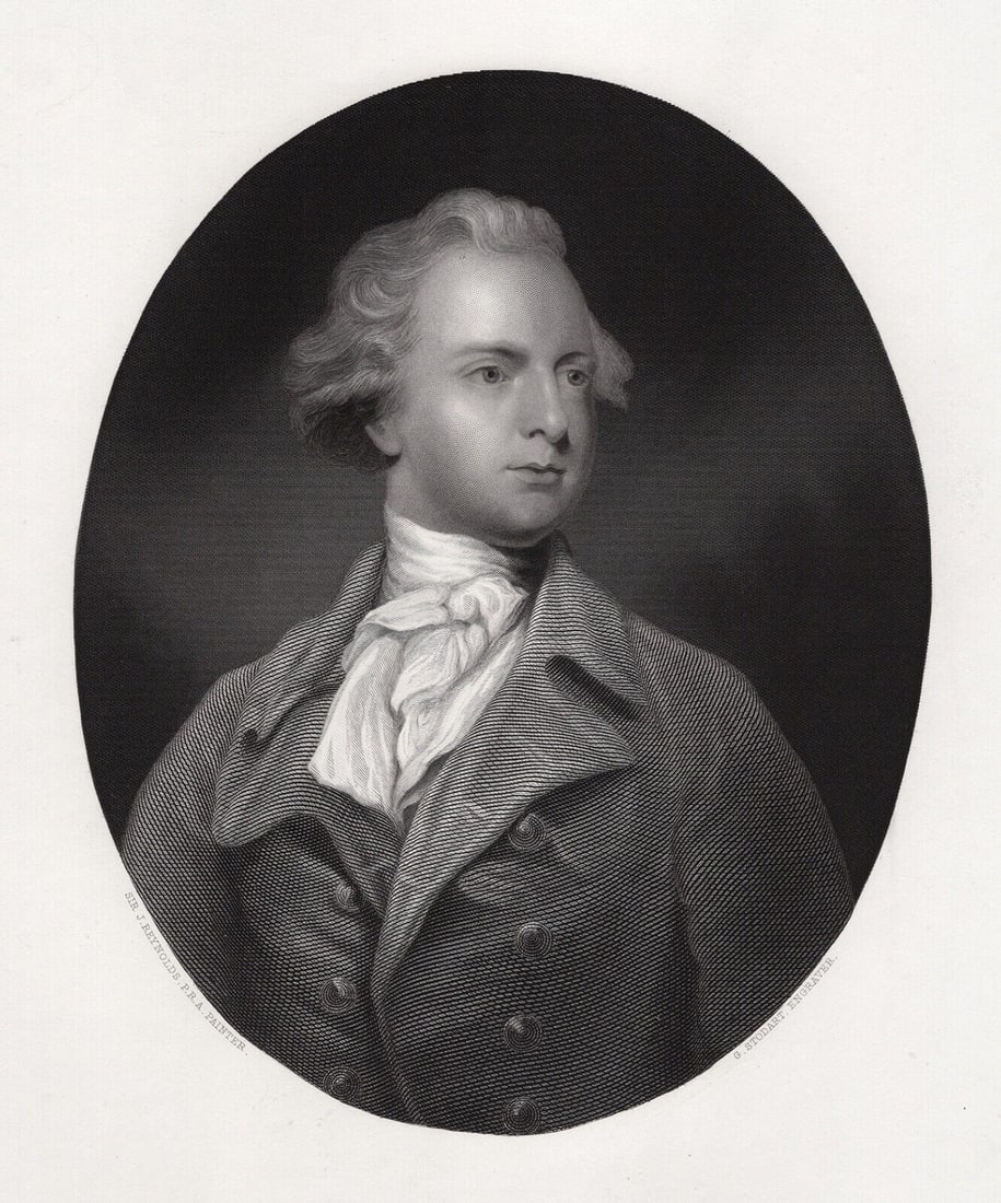 1800s JOSHUA REYNOLDS Engraving Sir Abraham Hume Bart SIGNED Framed: Sir Joshua Reynolds (English, 1723-1792). Sir Abraham Hume Bart. Antique engraving on wove paper after the original master engraver George J Stodart (British, 1884-1890 c.fl.). Year: 1854. Signed in t
