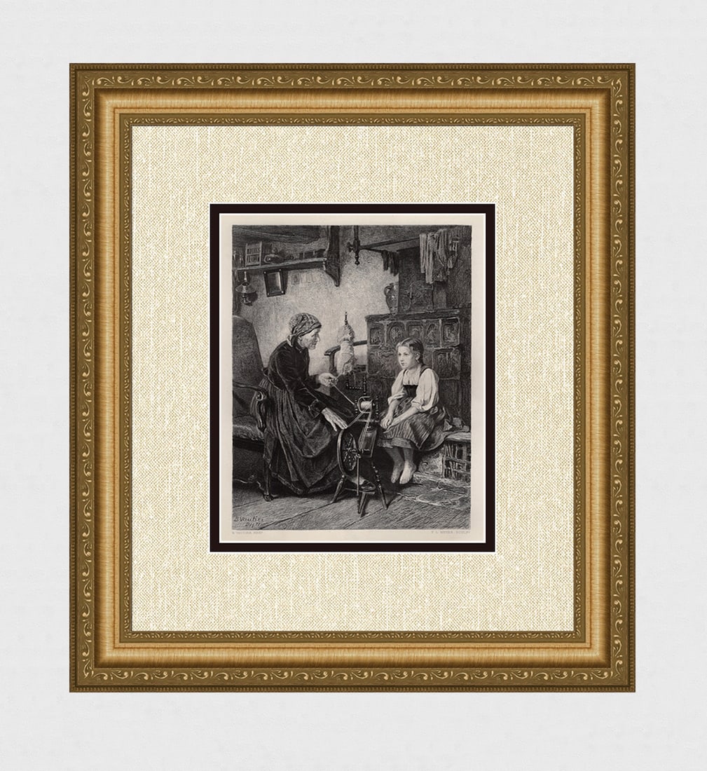 Benjamin Vautier 1800s Etching "Miss Little Barefoot" Signed Framed (1 of 4)