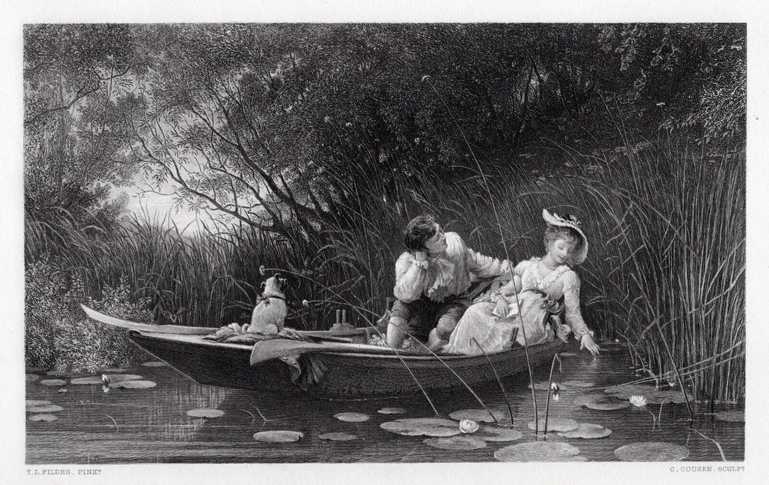 1800s Samuel Luke Fildes Engraving "Simpletons" Framed COA: Sir Samuel Luke Fildes (English, 1843-1947). Simpletons. Antique engraving on laid paper after the original by master engraver Charles Cousin (French, 1807-1887). Signed in the plate. Year: 1877. Imag