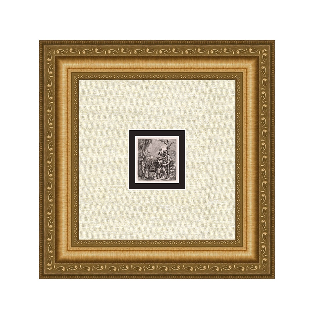 Albrecht Altdorfer Saint Christopher Carrying the Christ Child: Albrecht Altdorfer (German, c. 1480-1538). Saint Christopher Carrying the Christ Child. Approximately 10 x 11 inches. Antique Copper Plate Engraving on Laid Paper after the original by Renowned Master