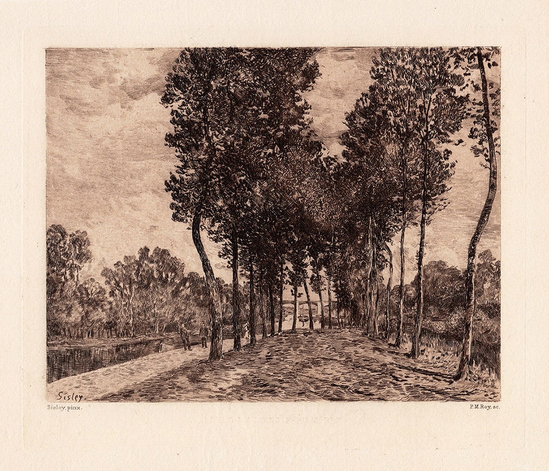 Alfred Sisley c. 1906 Etching Bords du Loing Signed Framed (1 of 3)
