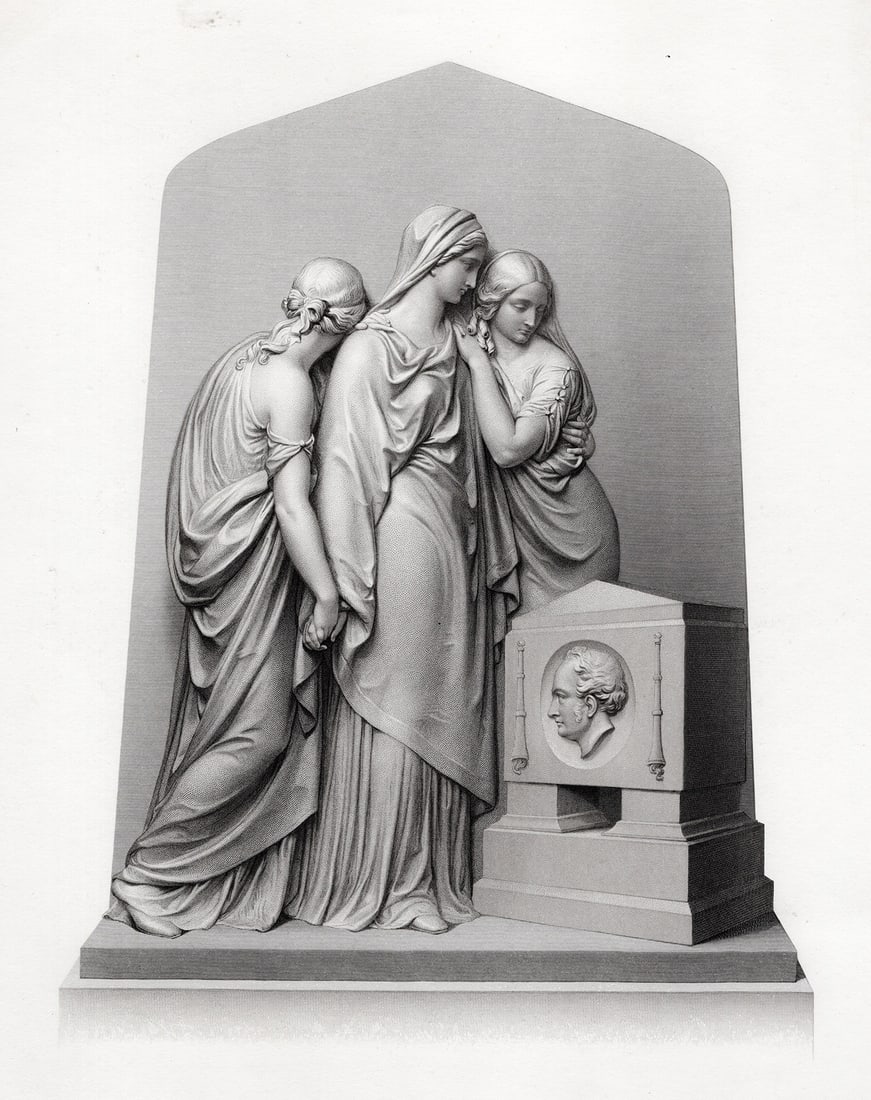 John Henry FOLEY 1800s Engraving The Tomb Revisited FRAMED (1 of 2)