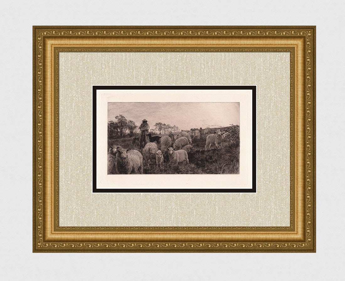 Henry William Banks Davis Returning to Fold 1882 etching (1 of 3)