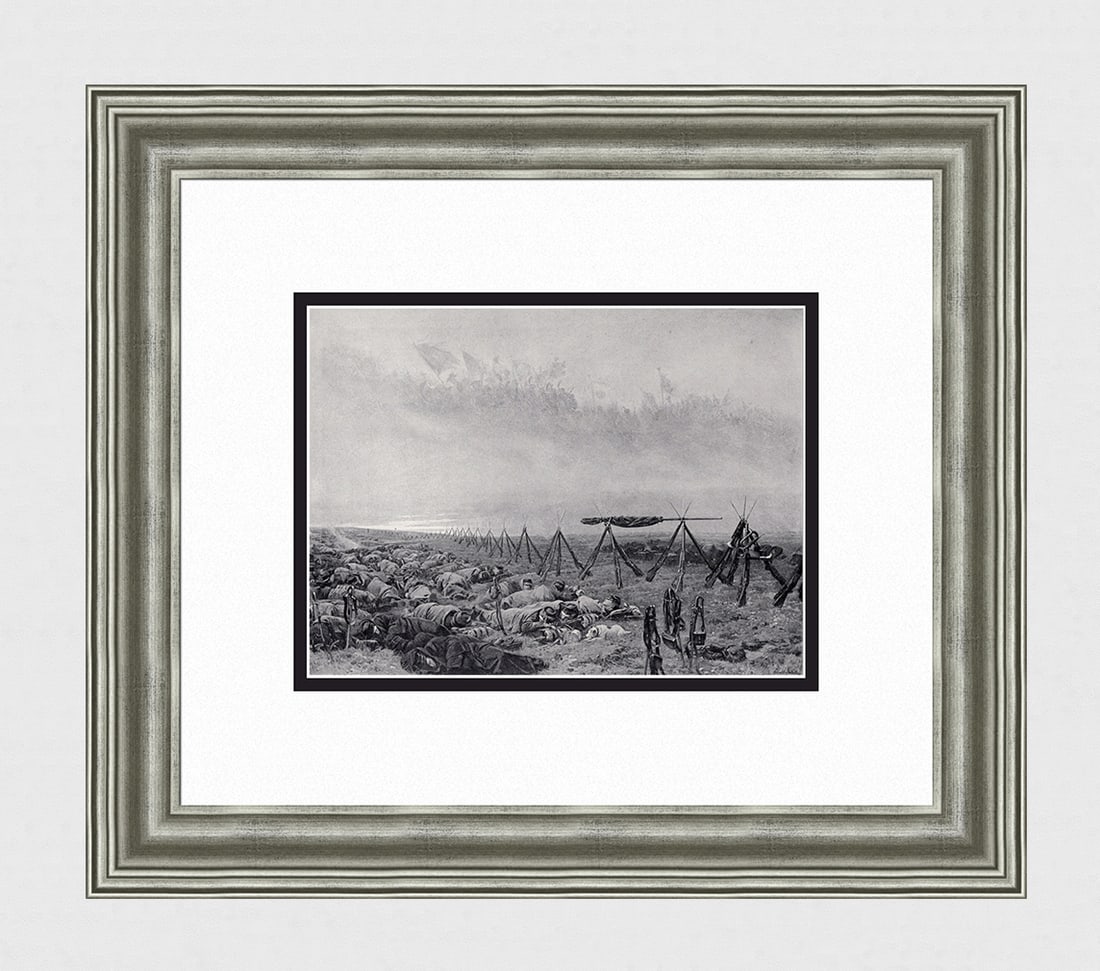 Edouard Detaille 1800s Antique Print Soldiers Dream Framed Signed: Jean-Baptiste edouard Detaille (1848 - 1912). The Soldier's Dream (Le Reve) (The Dream).Antique print after the original oil on canvas. Year: c. 1890. Signed in the plate, lower right. Image Size 7 1/