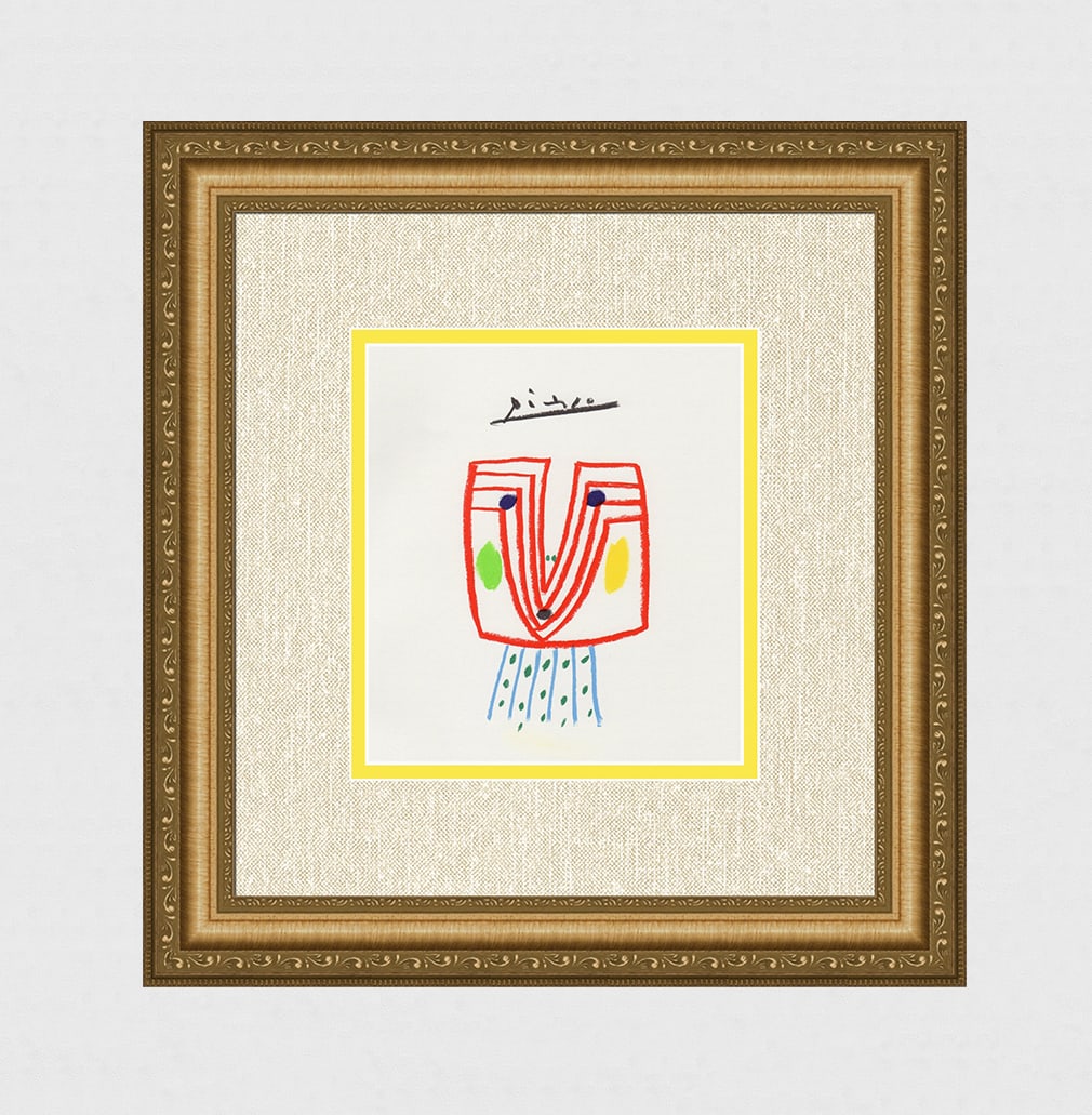 1968 Pablo Picasso Color Lithograph "Abstract Composition" Limited Signed Framed: Pablo Picasso (1881 - 1973). Abstract Composition II. 1968 Color lithograph after the pastel on Wove paper. Signed in the Plate. Limited to 100 examples. Verlag Ullstein GmbH. Image 7 1/8 x 8 inches. 