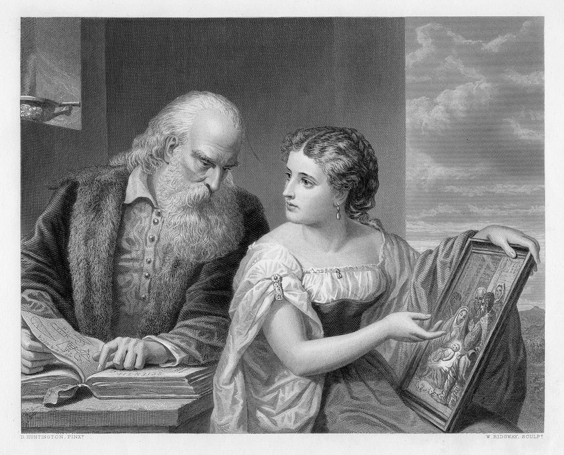 Daniel Huntington Philosophy and Art 1878 engraving (1 of 2)