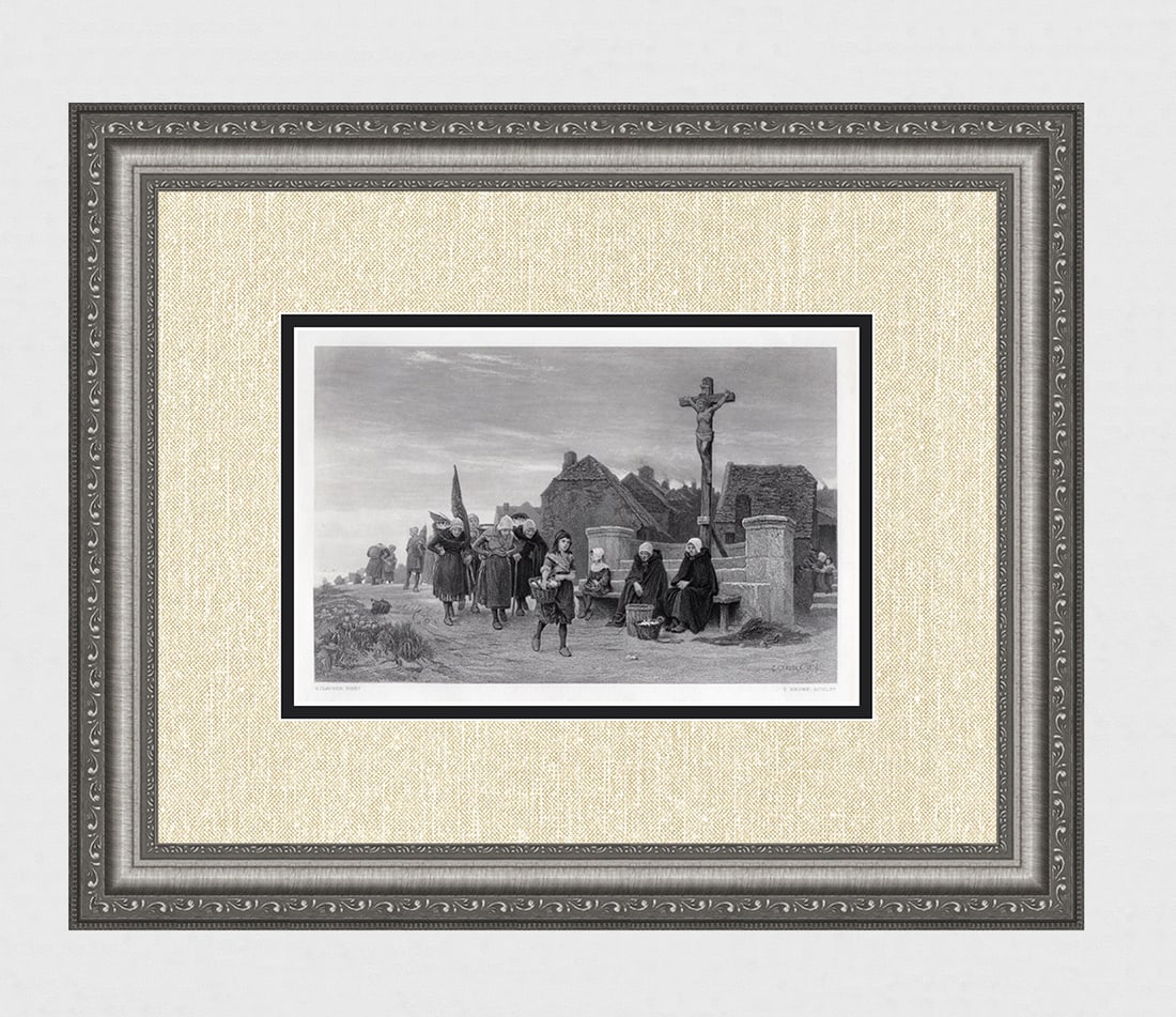 George CLAUSEN 1800s Engraving "The Great Harvest of the Sea" SIGNED Framed (1 of 4)