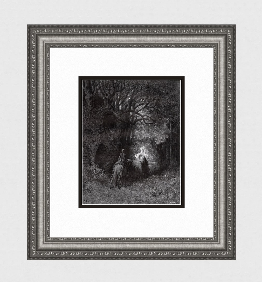 GUSTAVE DORE 1800s Woodcut Angelica meets the Hermit SIGNED Framed (1 of 3)