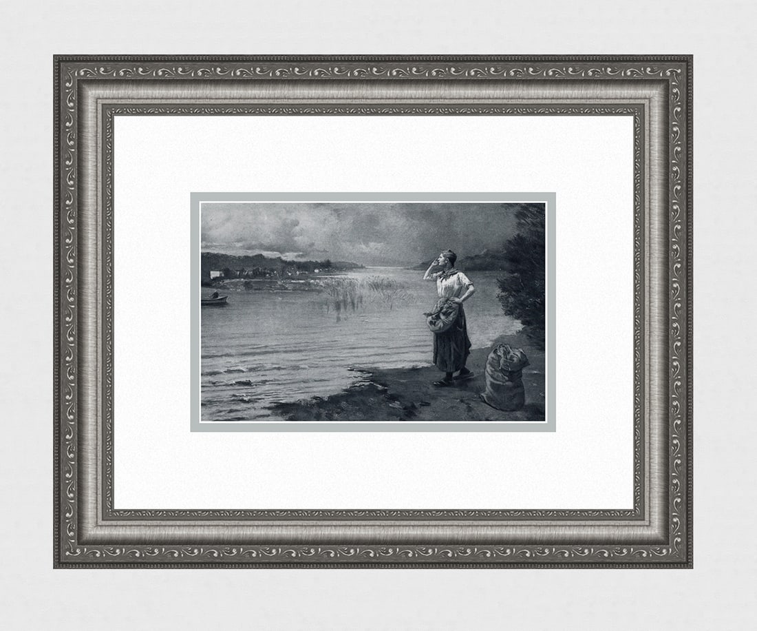 Paul Leon Gagneau 1800s Antique Print The Approaching Storm Framed Signed (1 of 3)