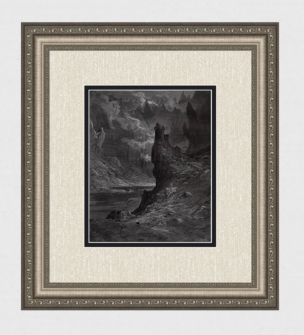 Gustave DORE 1800s Woodcut Battles between Christians & Moors FRAMED Signed (1 of 3)