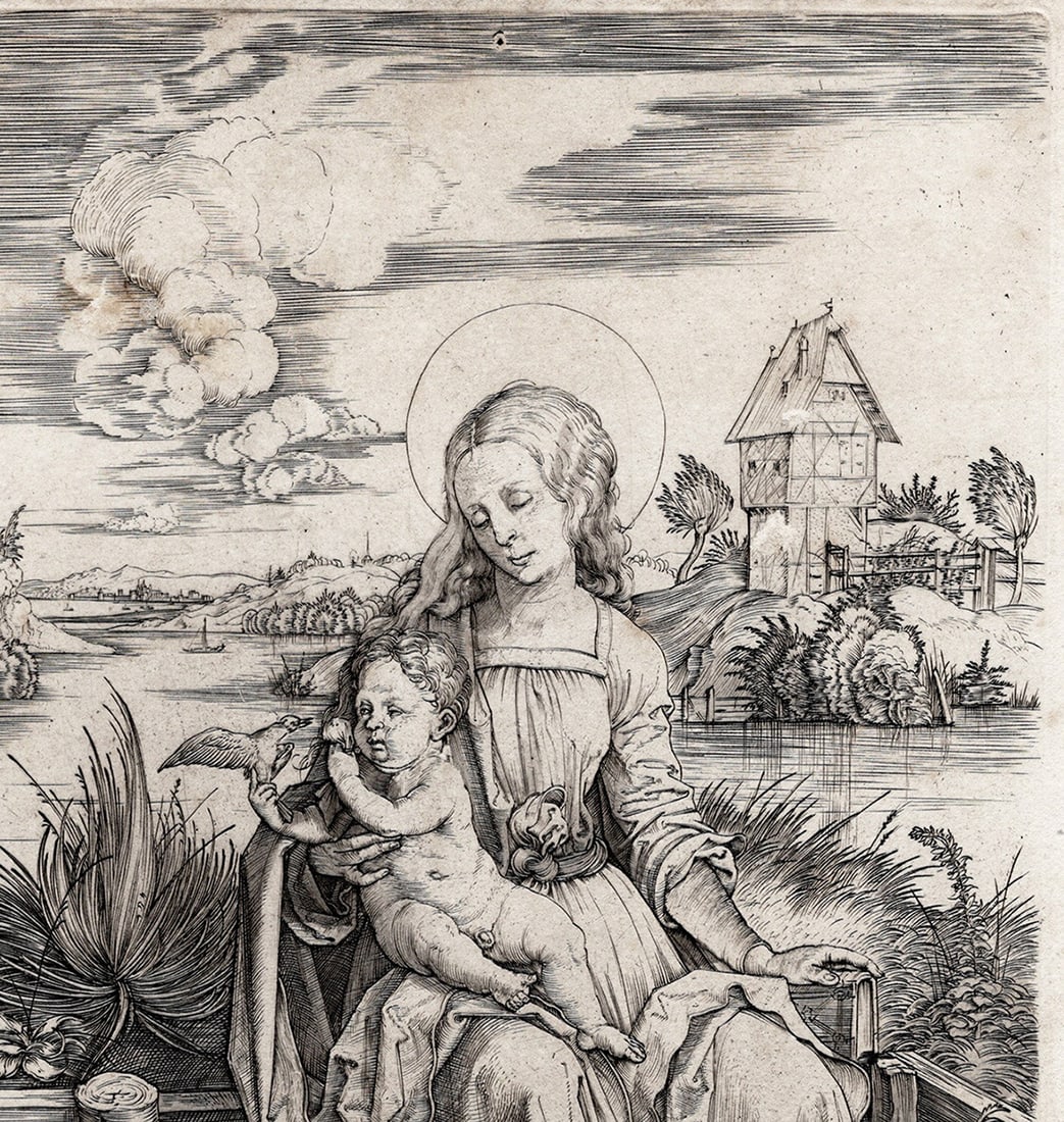 Albrecht Durer Engraving Virgin and Child With Monkey Framed - 6