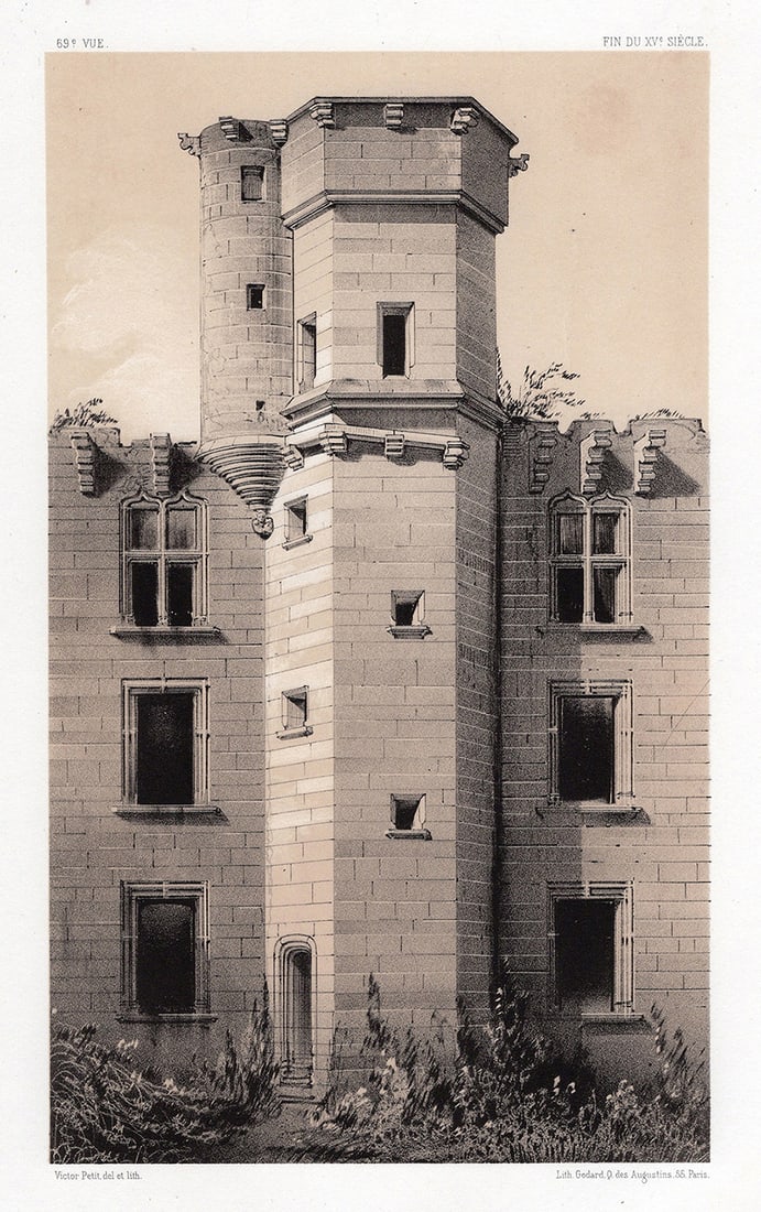 Victor PETIT ORIGINAL Lithograph Chateau de Rochefort SIGNED Framed (1 of 2)