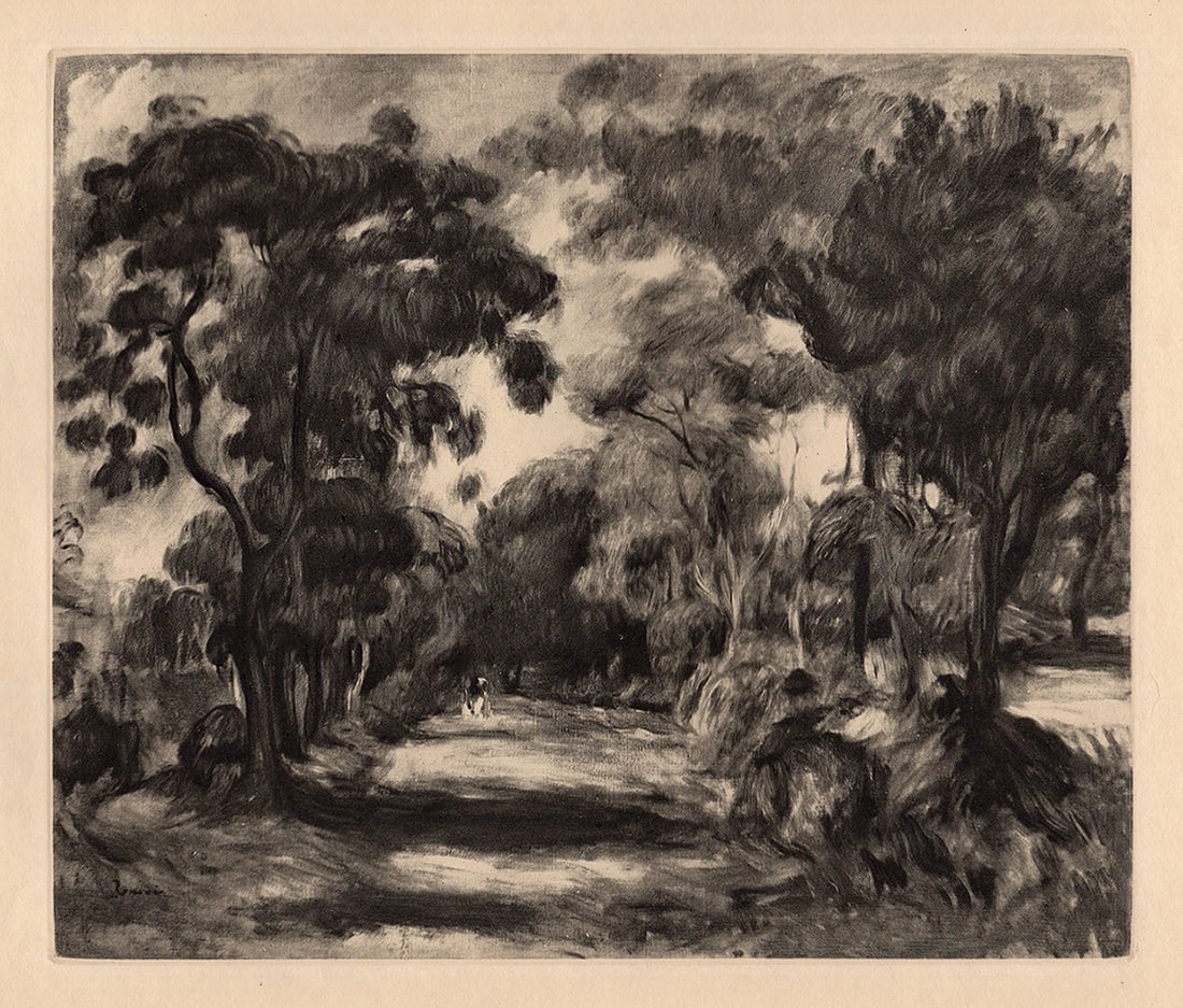 1919 Pierre Auguste RENOIR Engraving "Morning in the Park" FRAMED (1 of 3)