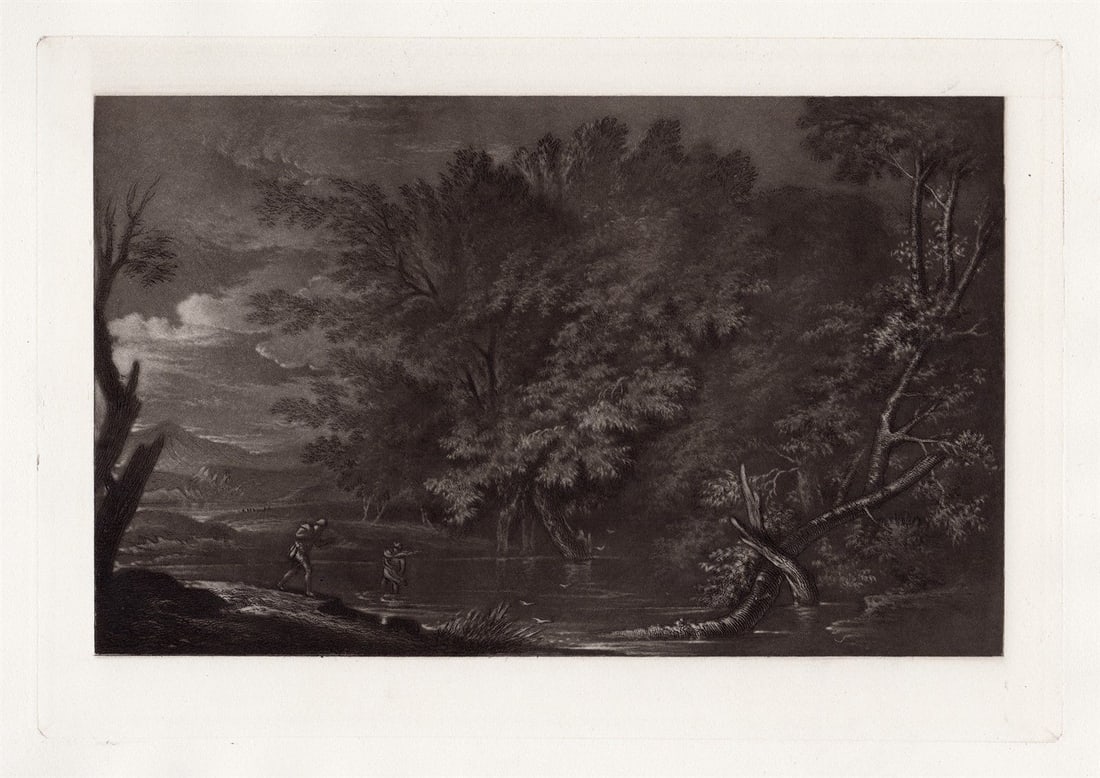 Salvator Rosa Landscape, with Mecury and the Woodman 1886 engraving (1 of 2)