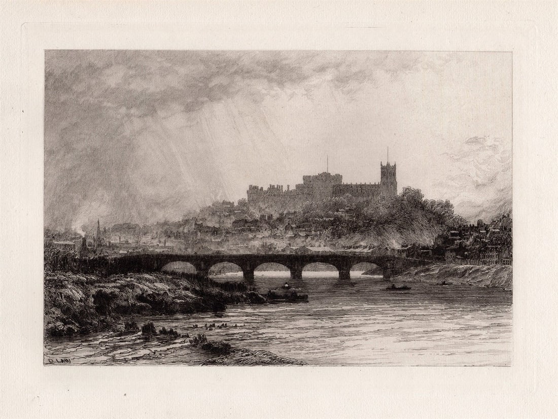 1881 David Law Lancaster etching signed (1 of 3)