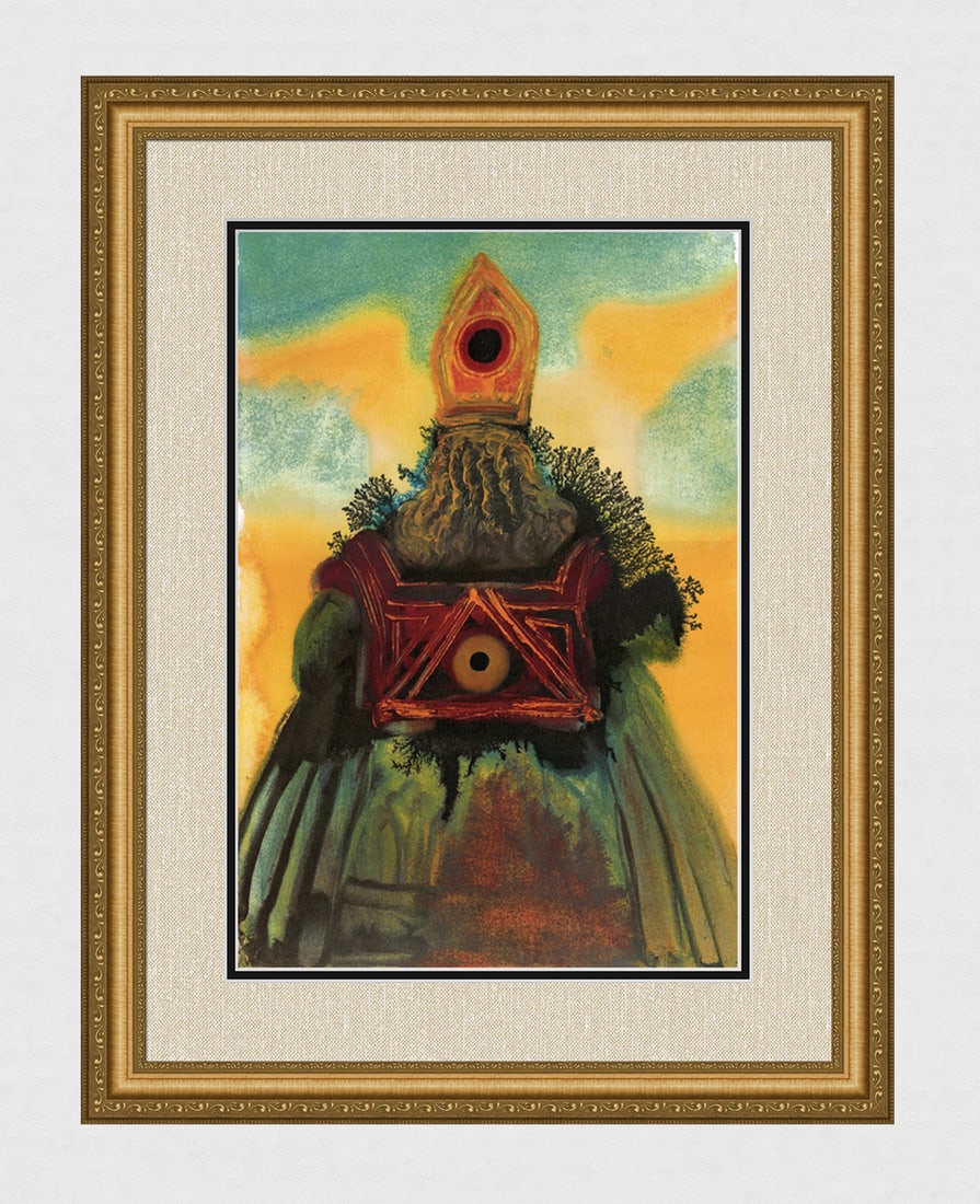 Dali Ark of the Covenant Original 1967 Lithograph Framed: Salvador Dali. "Arcam de lignis setim compingite.et deaurabis eam auro mundissimo.faciesque supra coronam auream per circuitum (And they shall make an ark of acacia wood. And thou shalt overlay it wit