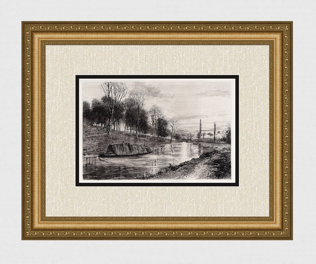 Original 1800s John Postle Heseltine Etching In Cassiobury Park FRAMED (1 of 3)