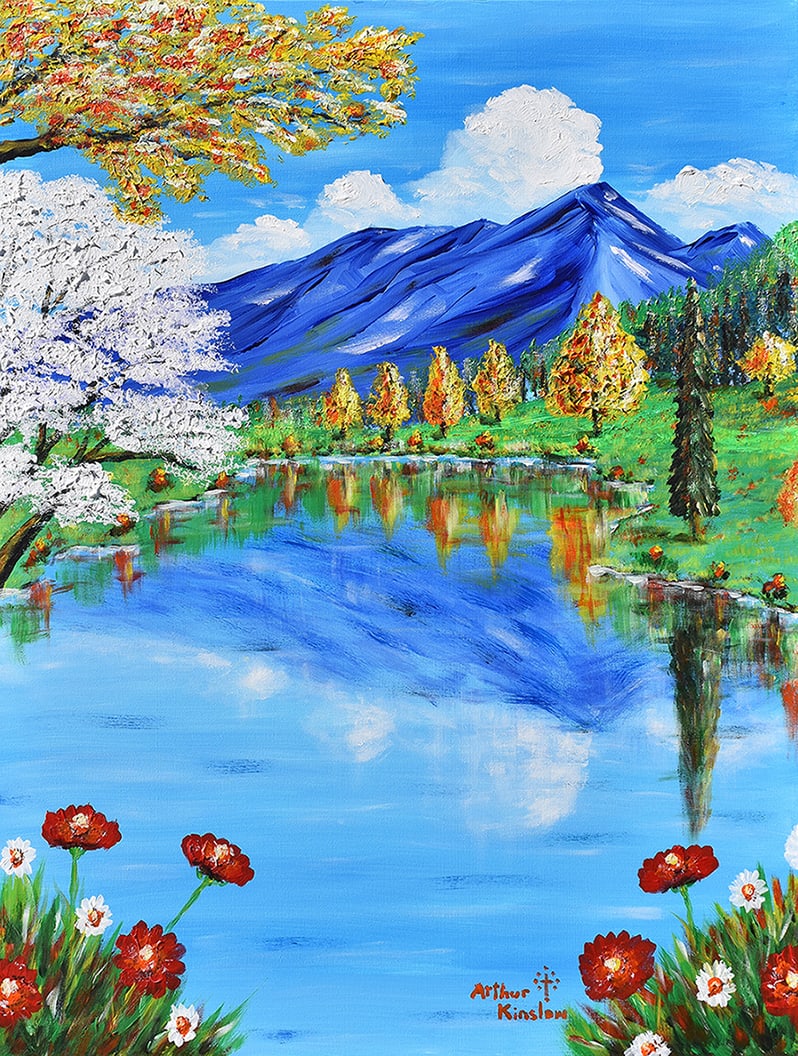 Arthur Kinslow Orginal Painting Mountain View 30 x 40 Inches Landscape (1 of 3)