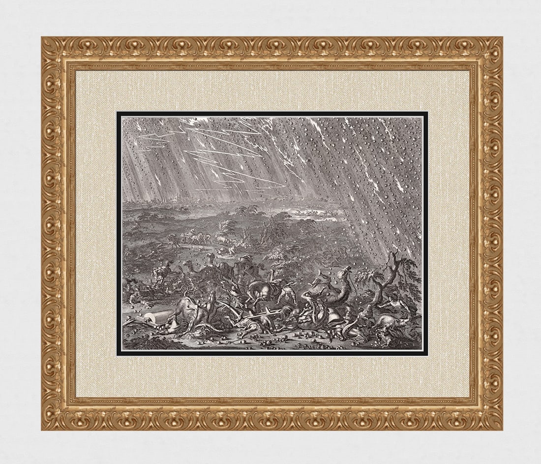 1747 Monumental Engraving Jan Luyken The Seventh Plague Framed (1 of 5)