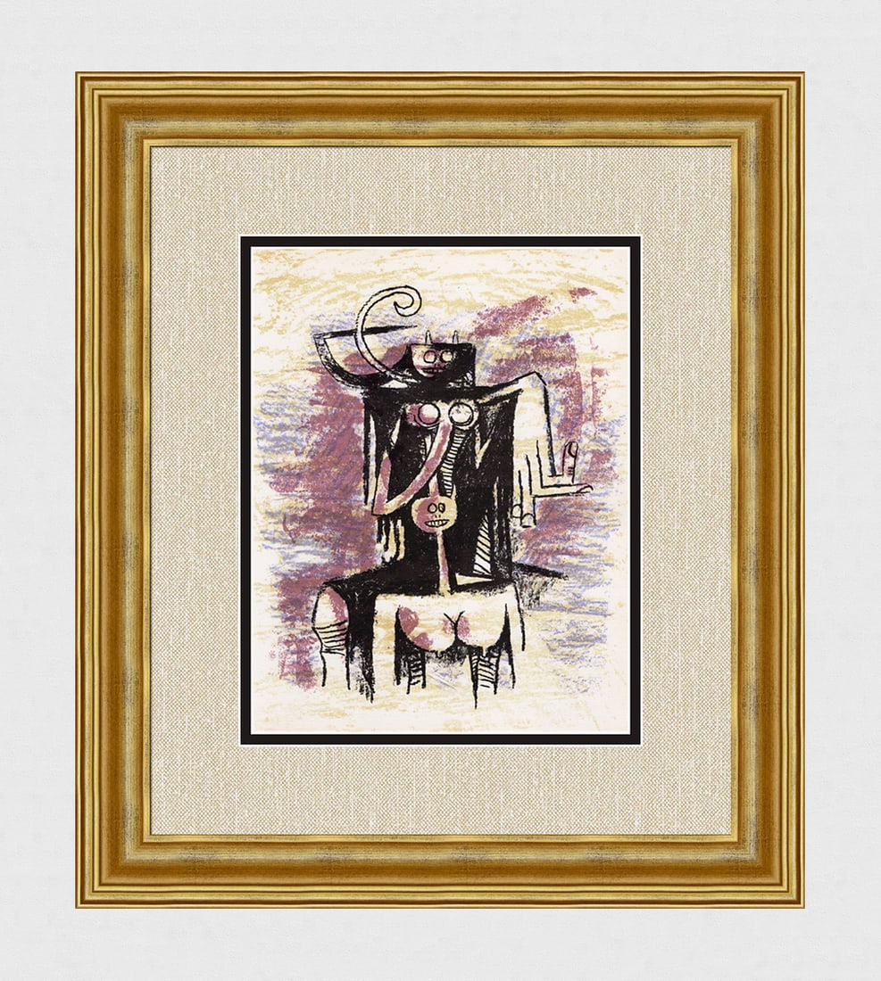 Wilfredo Lam Original Lithograph Abstract Woman: Wilfredo Lam (1902 - 1982). Canaima. Original Color Lithograph on Wove Paper. Year: 1974. Atelier Mourlot. Published in Paris by San lazarro. Dimensions: Sheet Size: c. 9 1/4 x 12 1/4 inches. Framed D