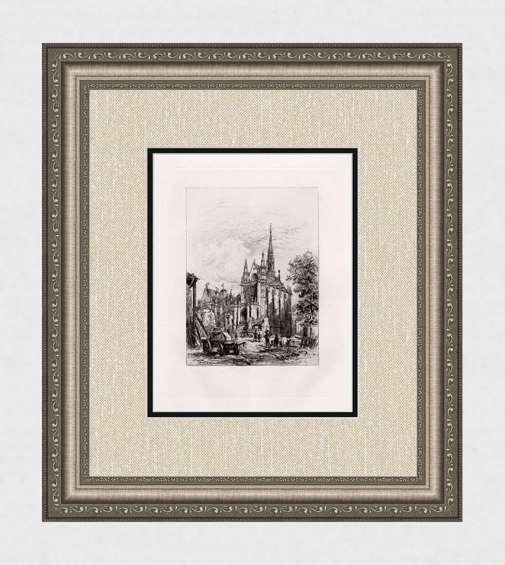 1883 etching Alfred Louis Brunet Debaines The Sainte Chapelle Framed Architecture (1 of 3)