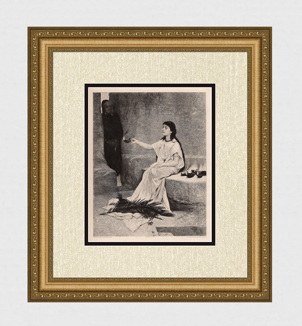 Gabriel Max 1800s Etching "Light, the Blind Oil Lamp Seller" Signed Framed (1 of 4)