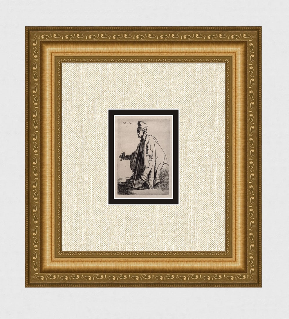 1800s REMBRANDT B171 The Leper Etching Framed DURAND (1 of 4)