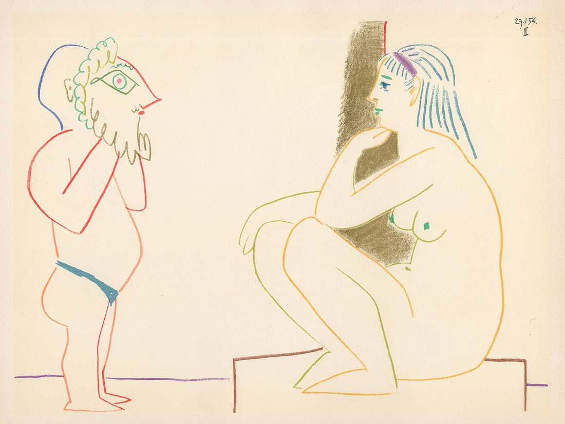 Pablo Picasso 1954 La Comedie Humaine Color Lithograph Framed (1 of 2)