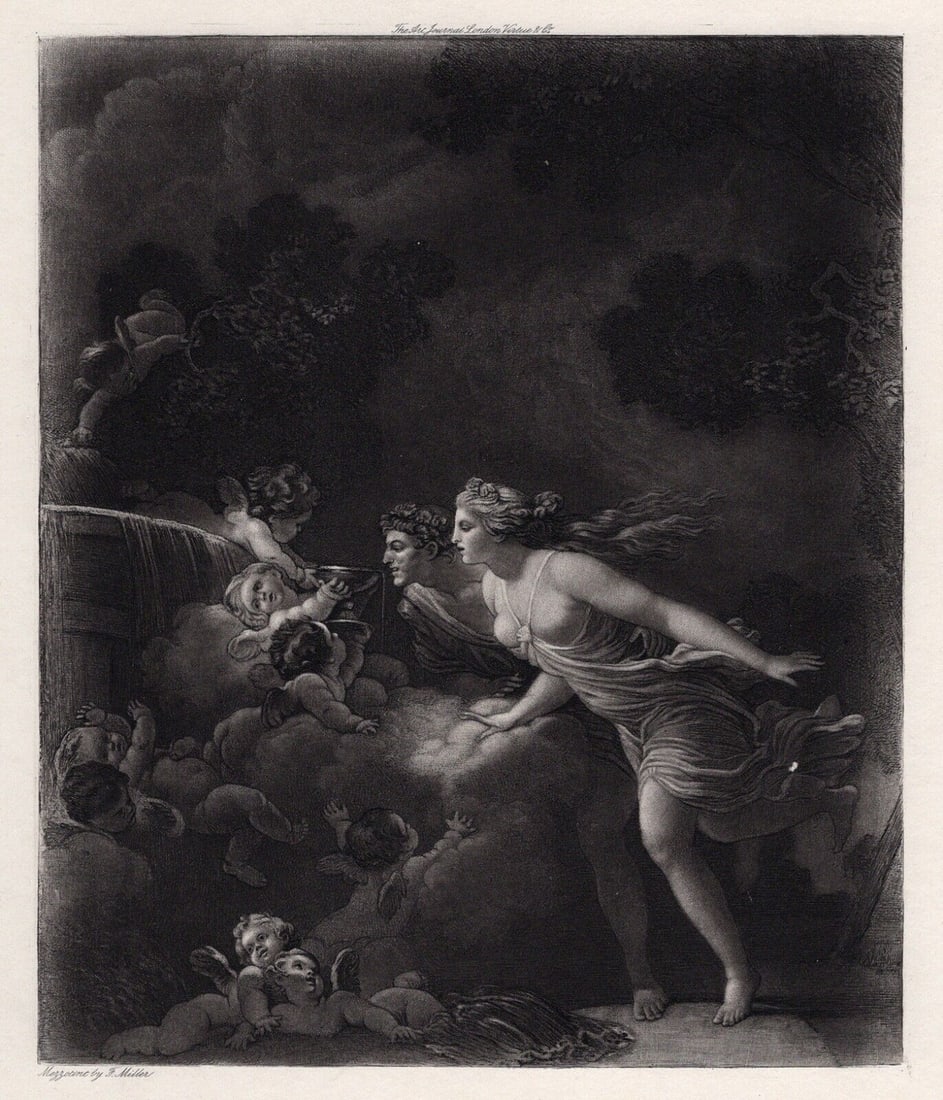 Jean-Honore Fragonard Mezzotint "The Fountain of Love" SIGNED FRAMED (1 of 2)