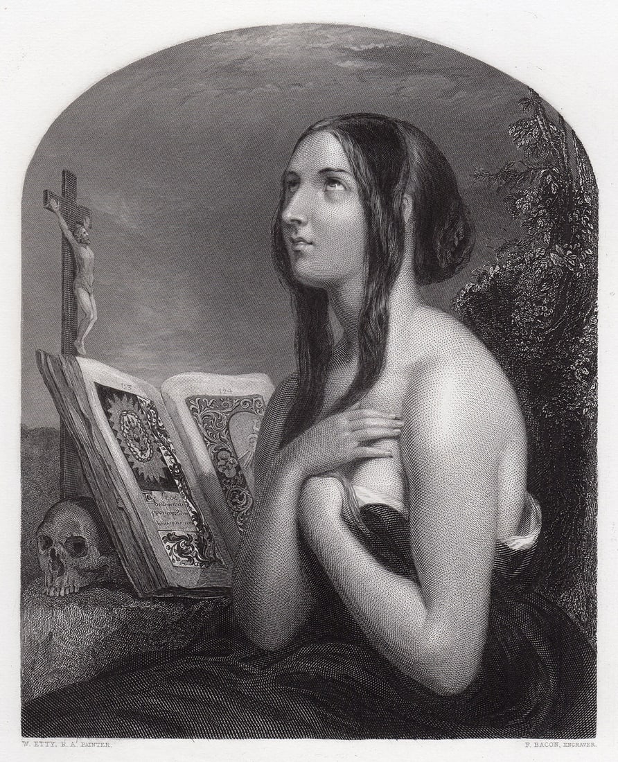 1849 William Etty The Penitent engraving signed (1 of 3)