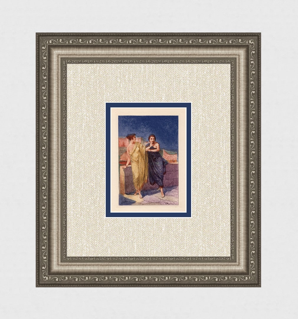 Firmin MAGLIN 1929 Color Engraving Demetrios & Chrysis SIGNED Framed (1 of 3)
