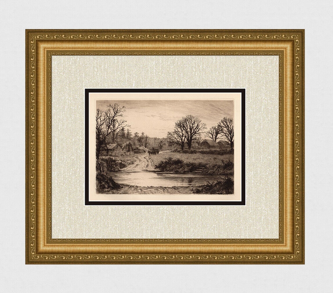 Frederick Albert Slocombe A Ford on the Lea of Hatfield 1889 Etching Signed (1 of 4)